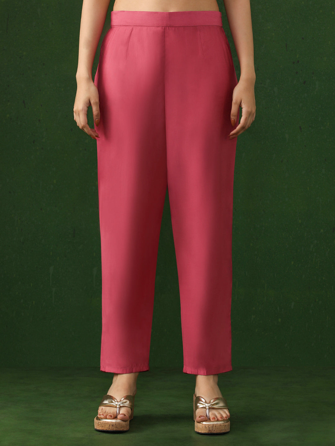 Floral Embroidered Straight Chanderi Silk Kurta & Trousers Sets