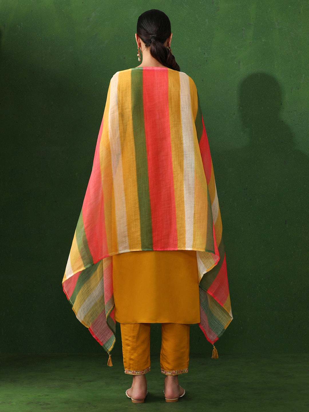 Floral Embroidered Straight Chanderi Silk Kurta & Trousers Sets