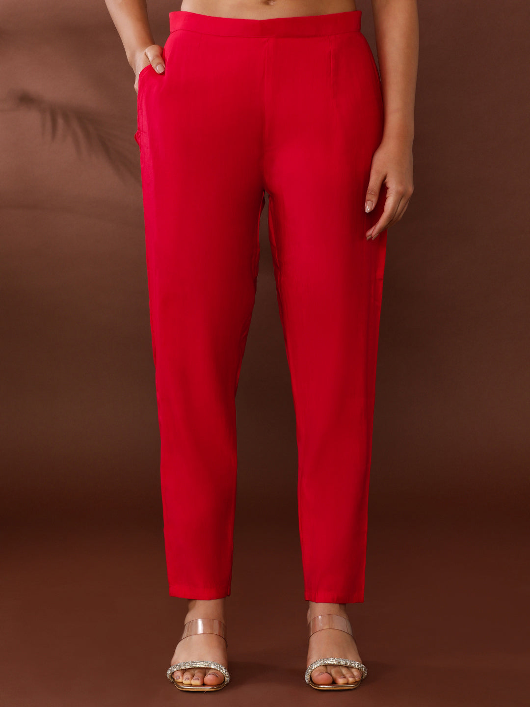 Solid Embroidered Chanderi Cotton Kurta & Trousers Sets