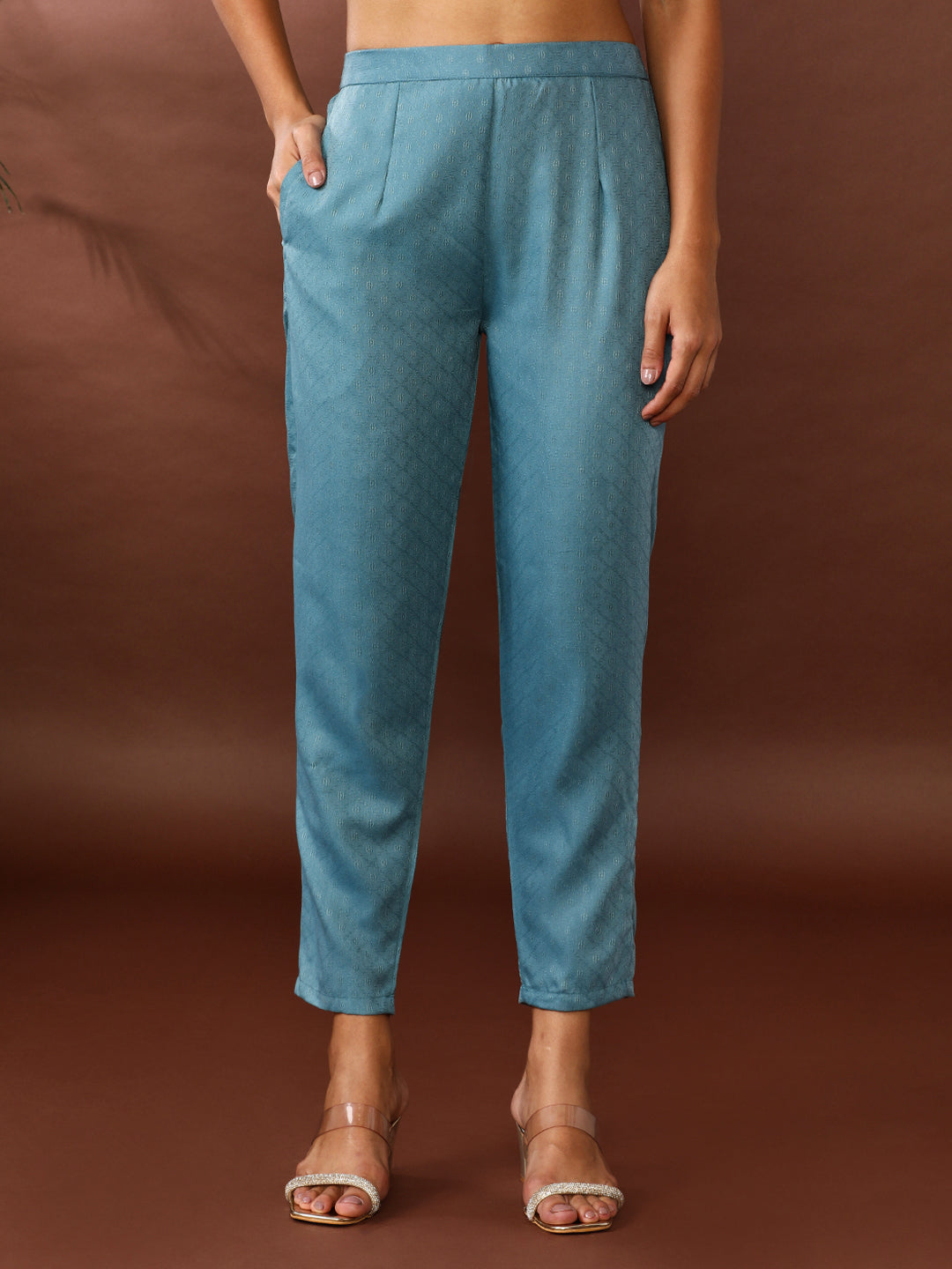 Solid Embroidered Kurta & Trousers Sets