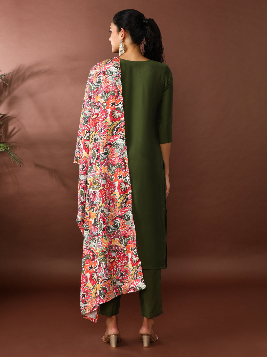 Solid Embroidered Chanderi Cotton Kurta & Trousers Sets