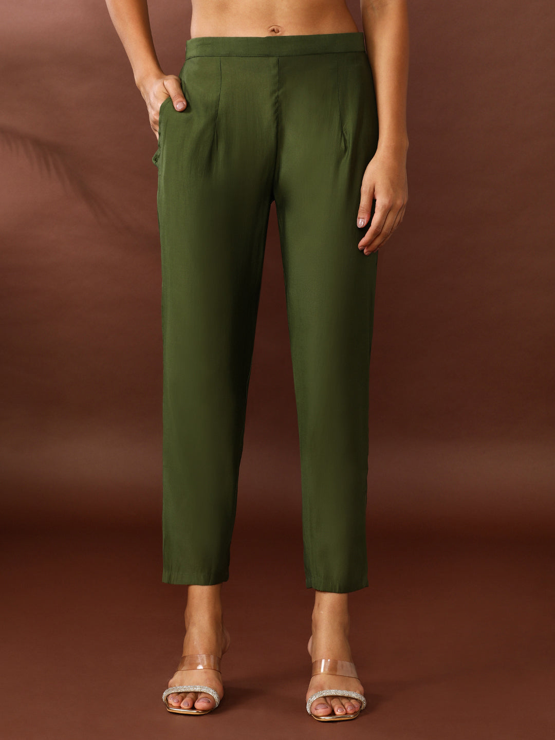 Solid Embroidered Chanderi Cotton Kurta & Trousers Sets