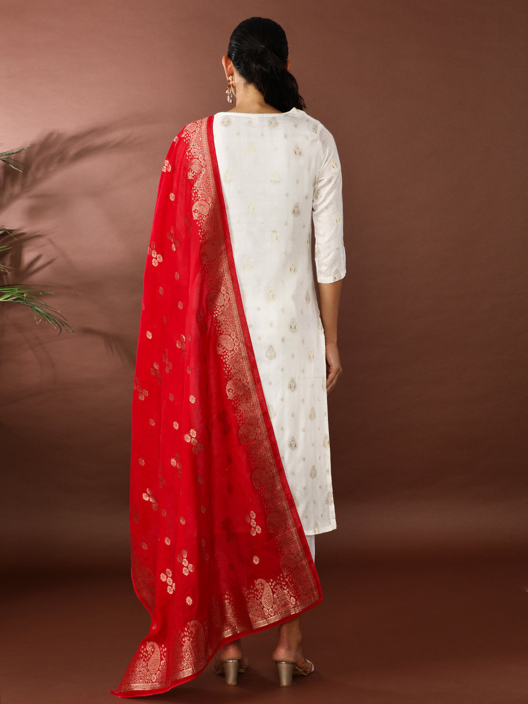 Floral Embroidered Cotton Blend Kurta & Trousers Sets