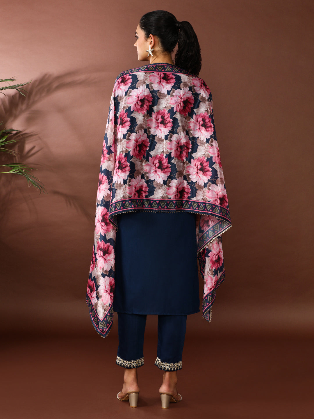 Solid Embroidered Kurta & Trousers Sets