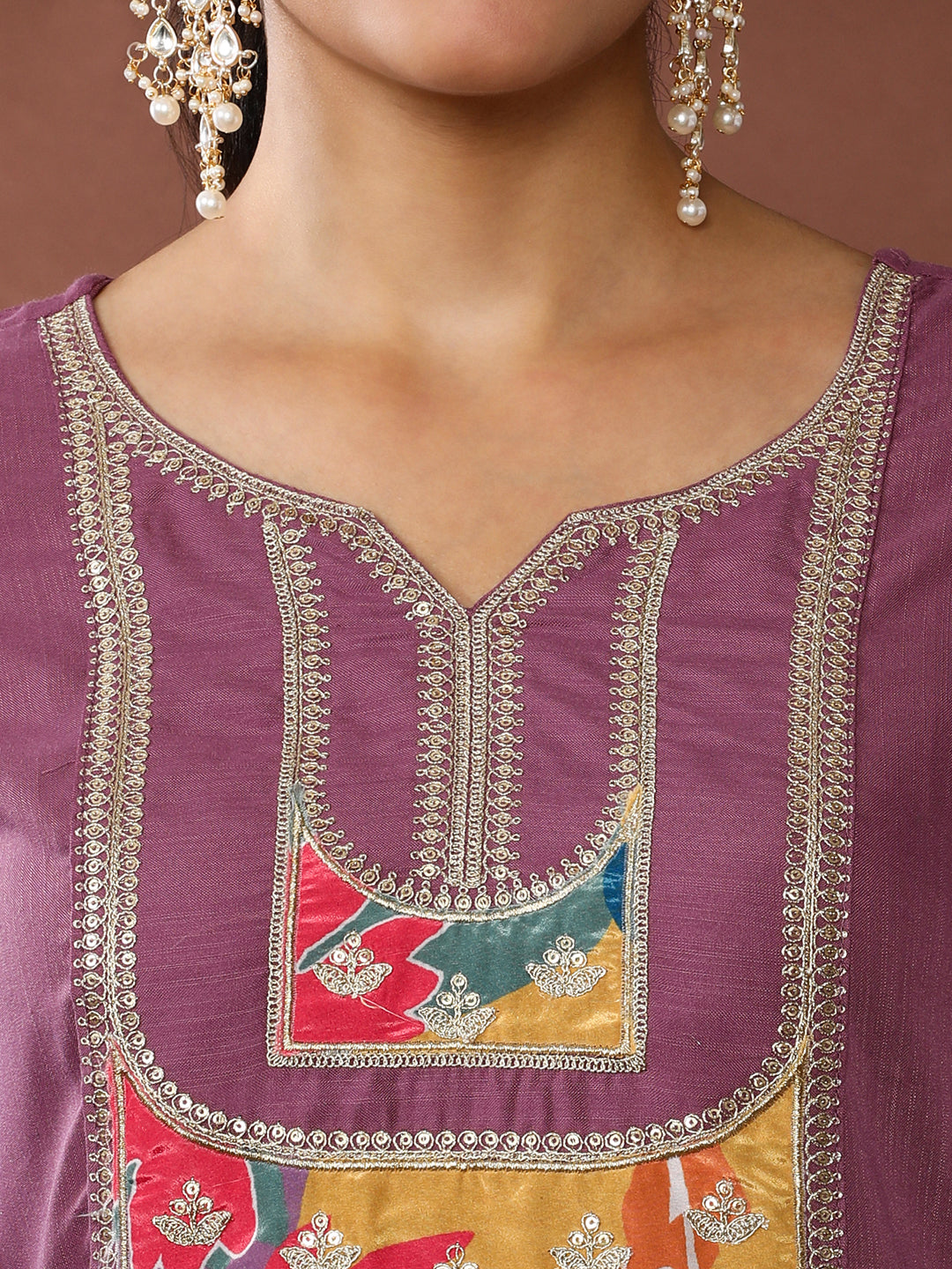 Solid Embroidered Kurta & Trousers Sets