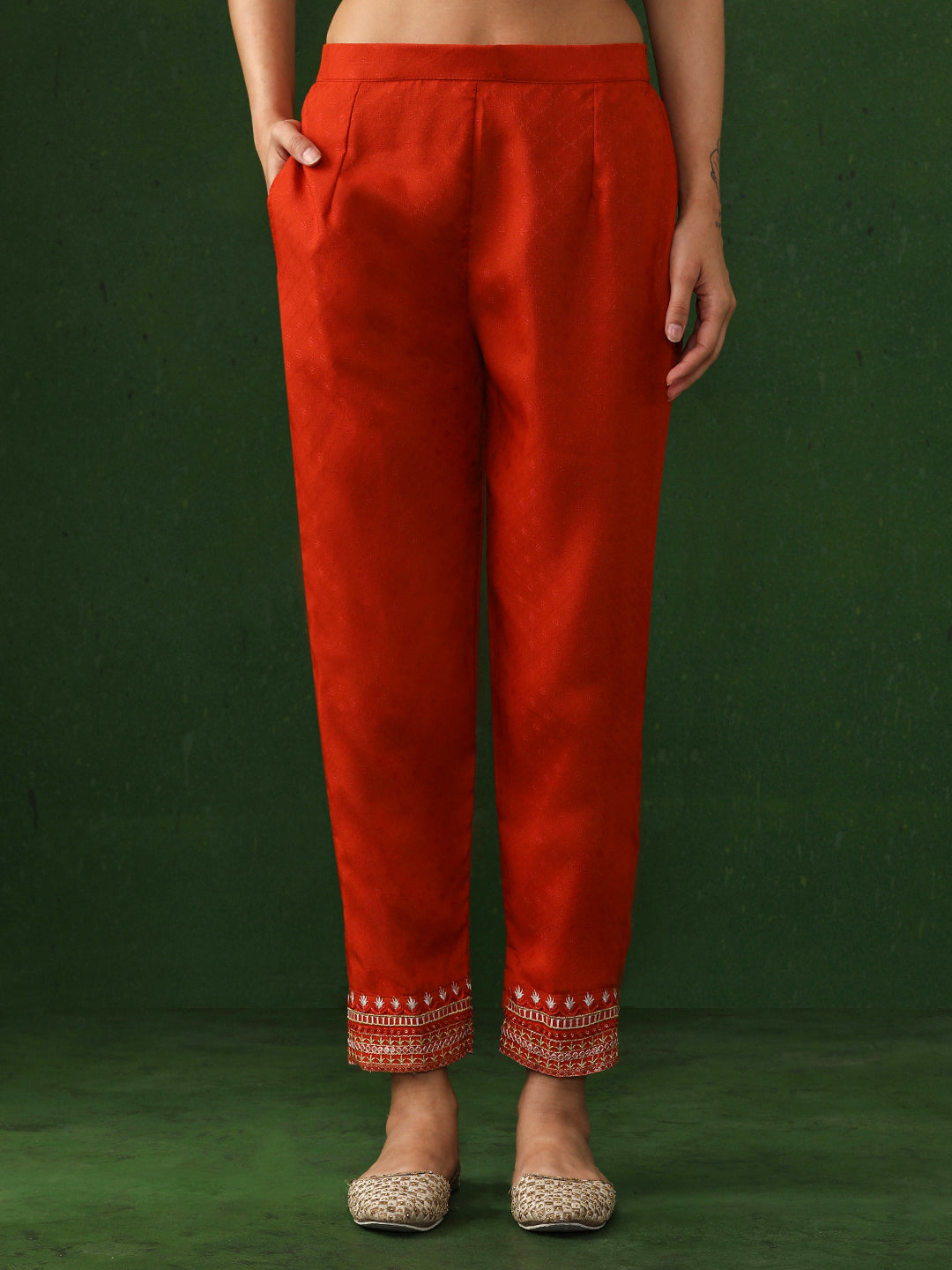 Floral Embroidered Straight Kurta & Trousers Sets