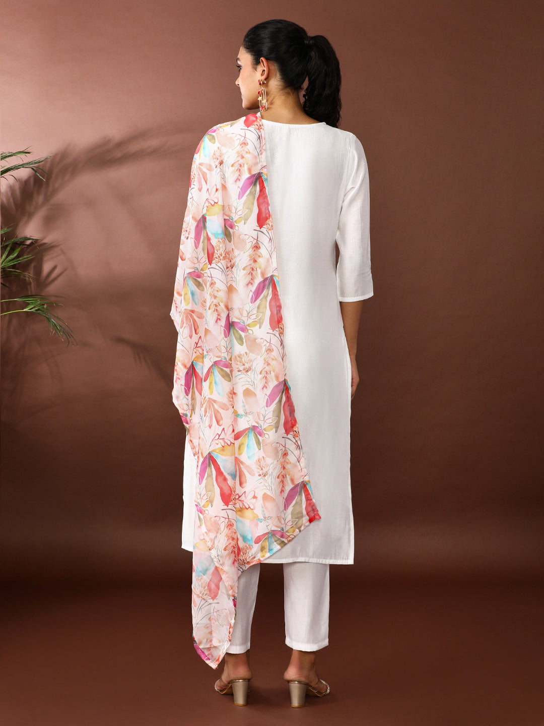 Solid Embroidered Chanderi Cotton Kurta & Trousers Sets
