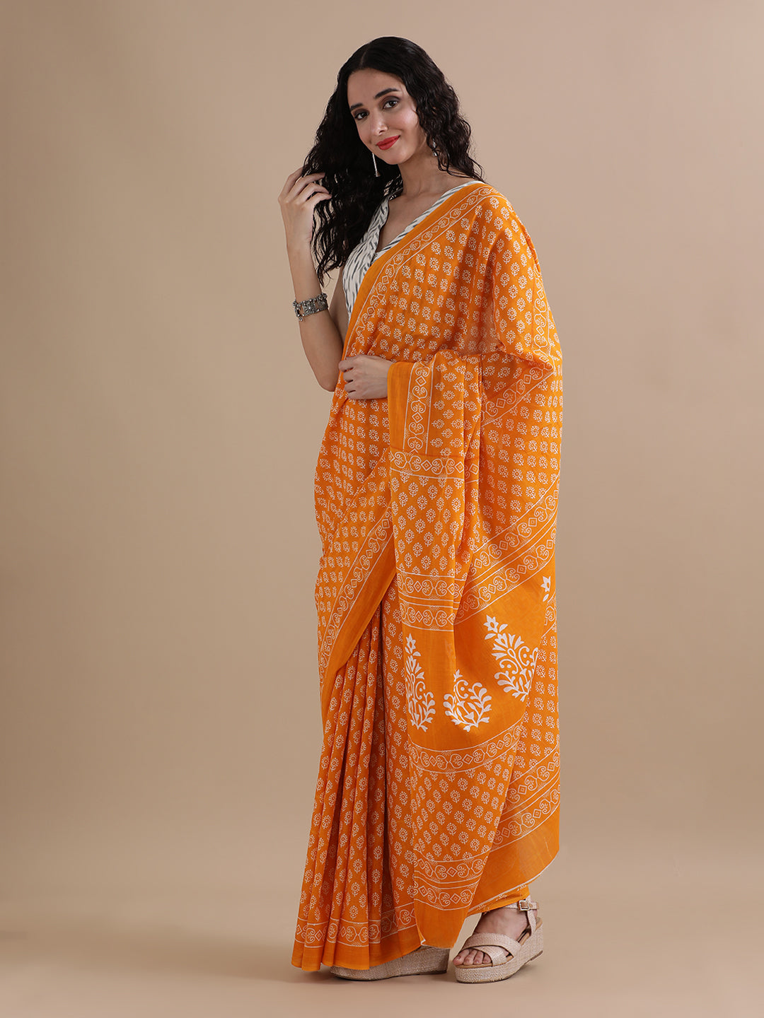 Mulmul Cotton Printed Saree