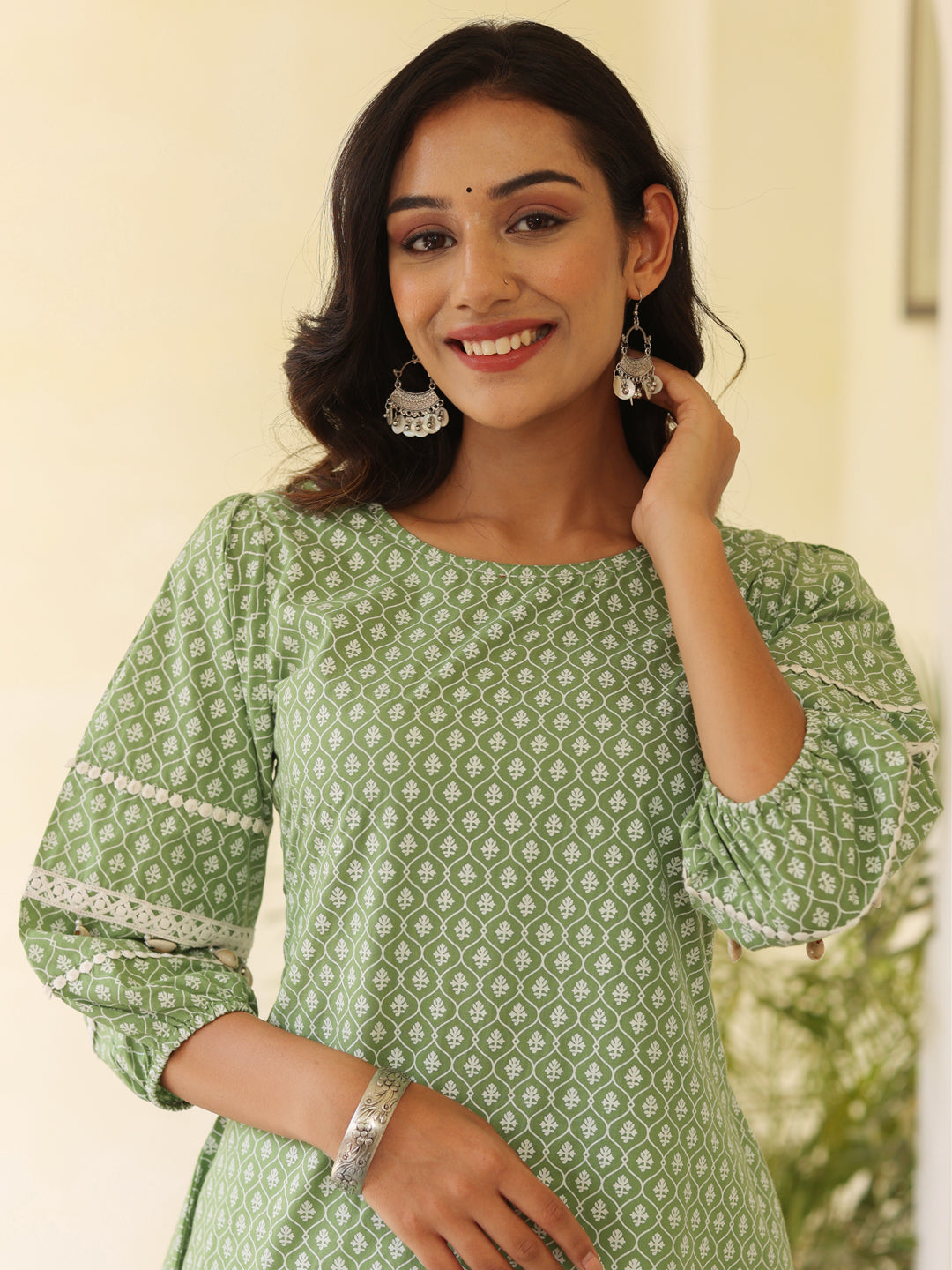 Buy Printed puffed sleeves kurta