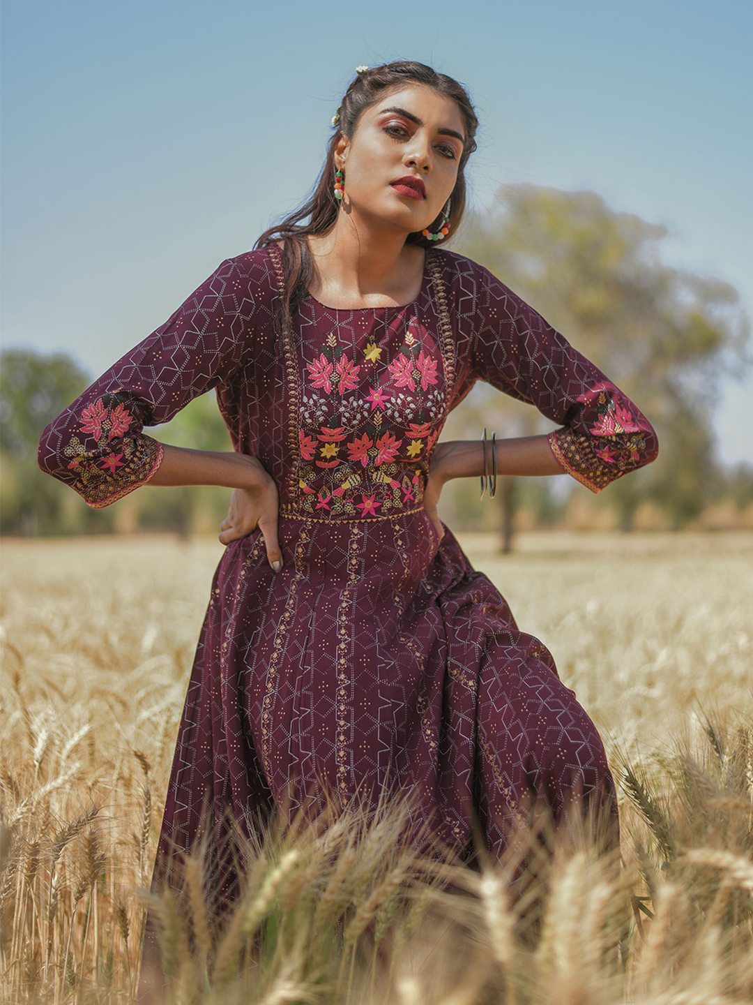 printed long kurta for women