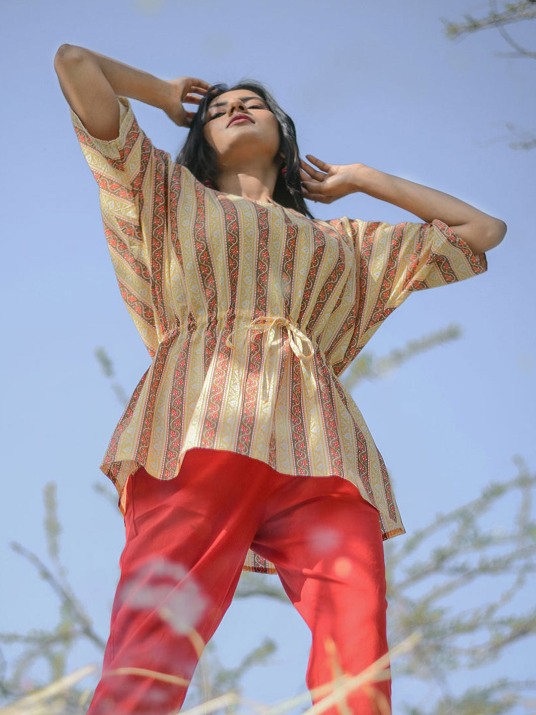 Yellow Border Printed Cotton Sleepwear