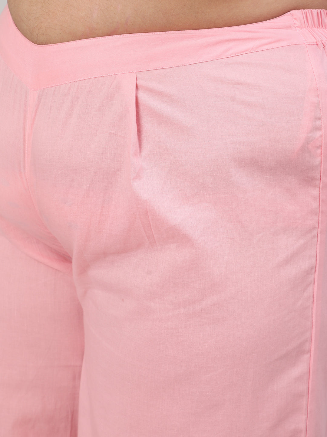 Pink Plus Size Mirror Embroidered Anarkali Kurta With Flared Pink Palazzo