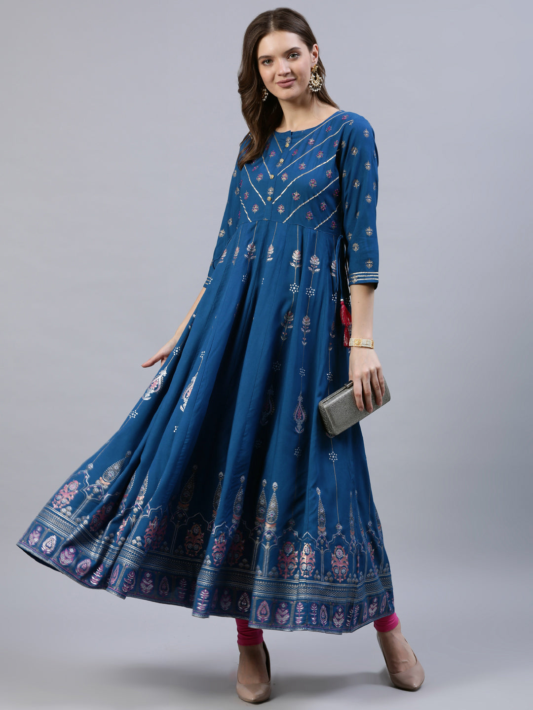 Blue anakali kurta set