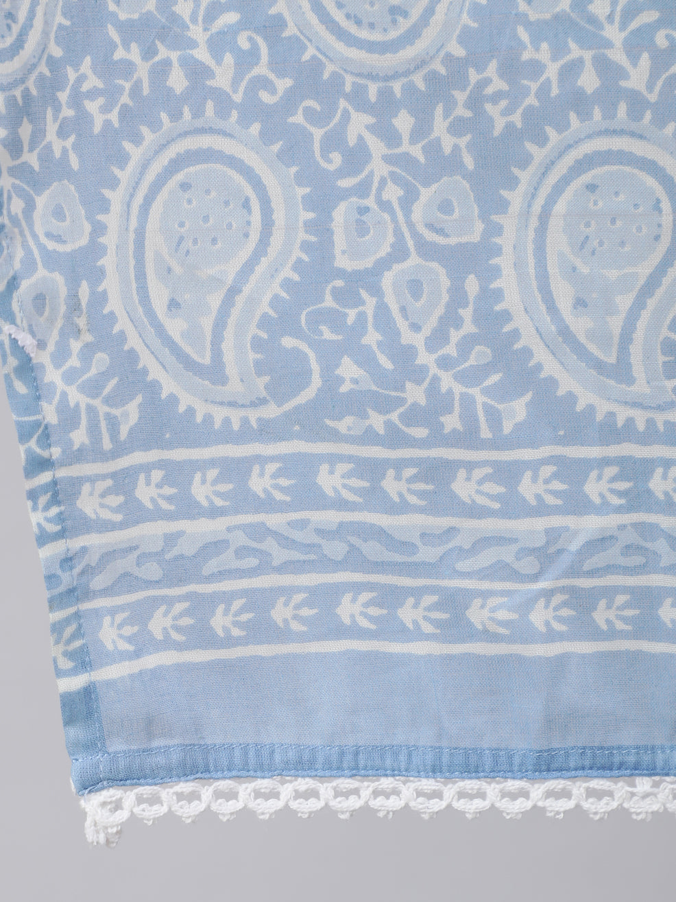 Blue Printed Halter Neck Kurta With Printed Pants And Dupatta