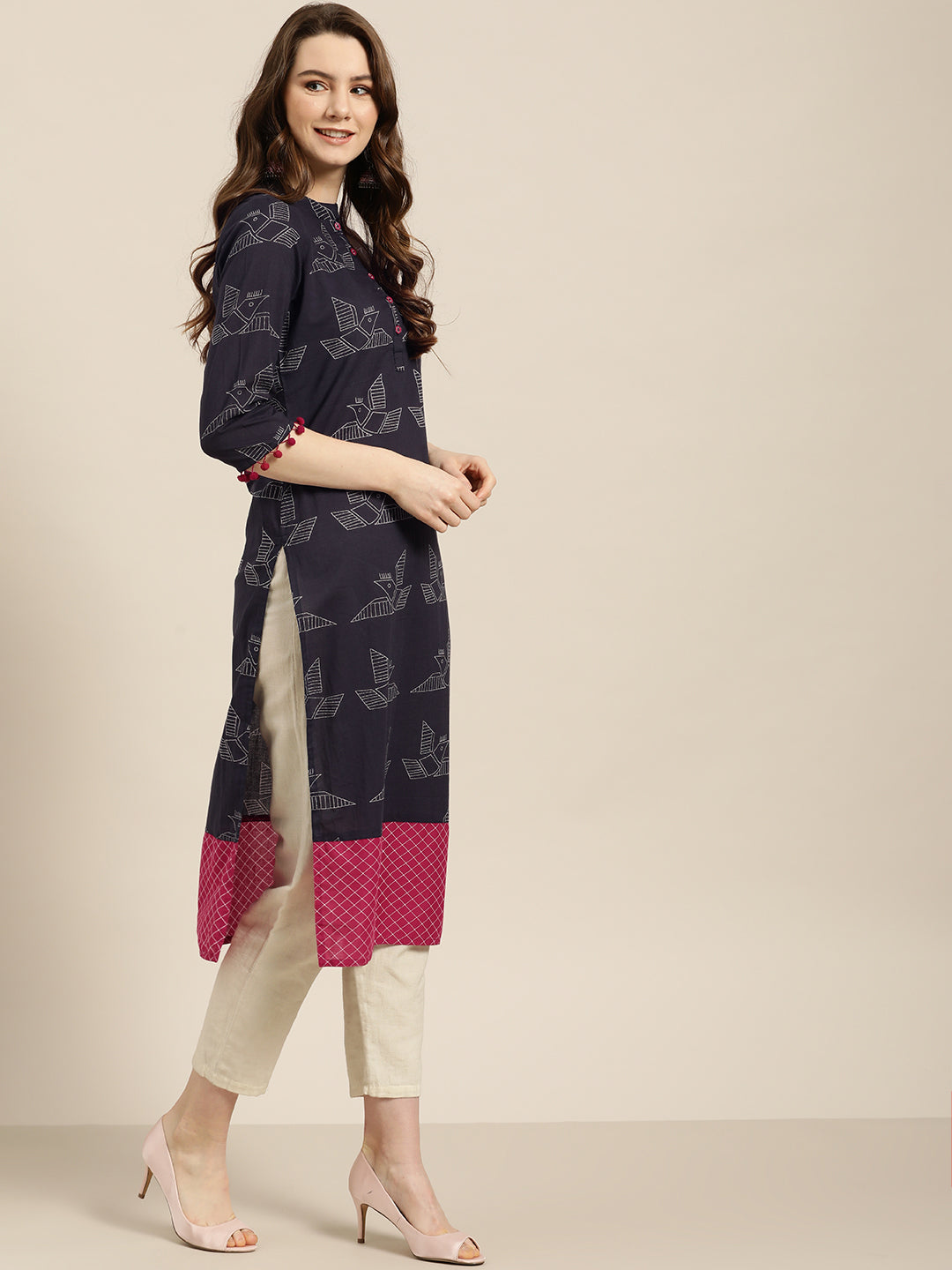 Purple Quirky Straight Cotton Kurta