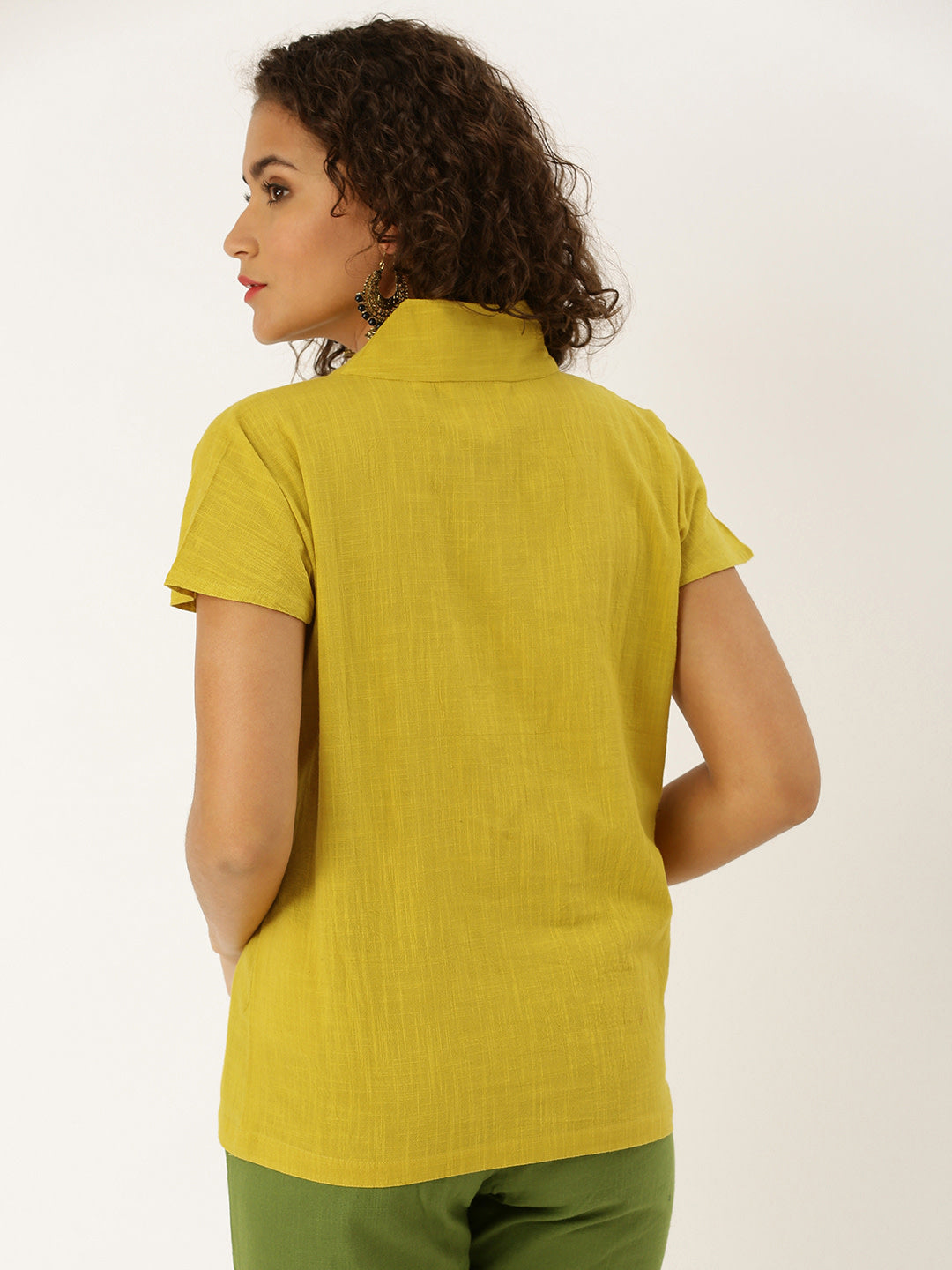 Mustard Placement Embroidered Boxy Top
