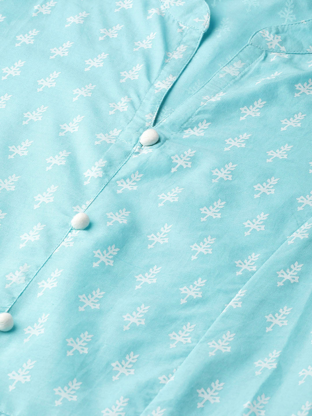 Aqua Printed Flared Dress