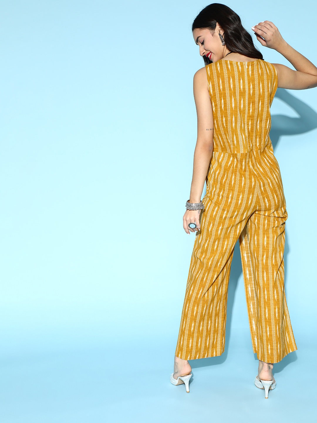 Buy Mustard Printed jumpsuit online at Best price