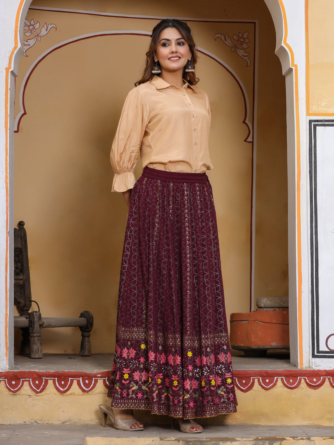 Silk Blend Camel Brown Shirt