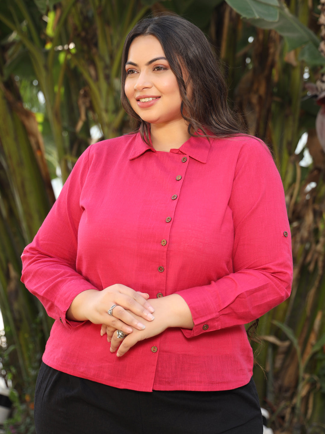 Pink Straight Regular Fit Solid Casual Shirt