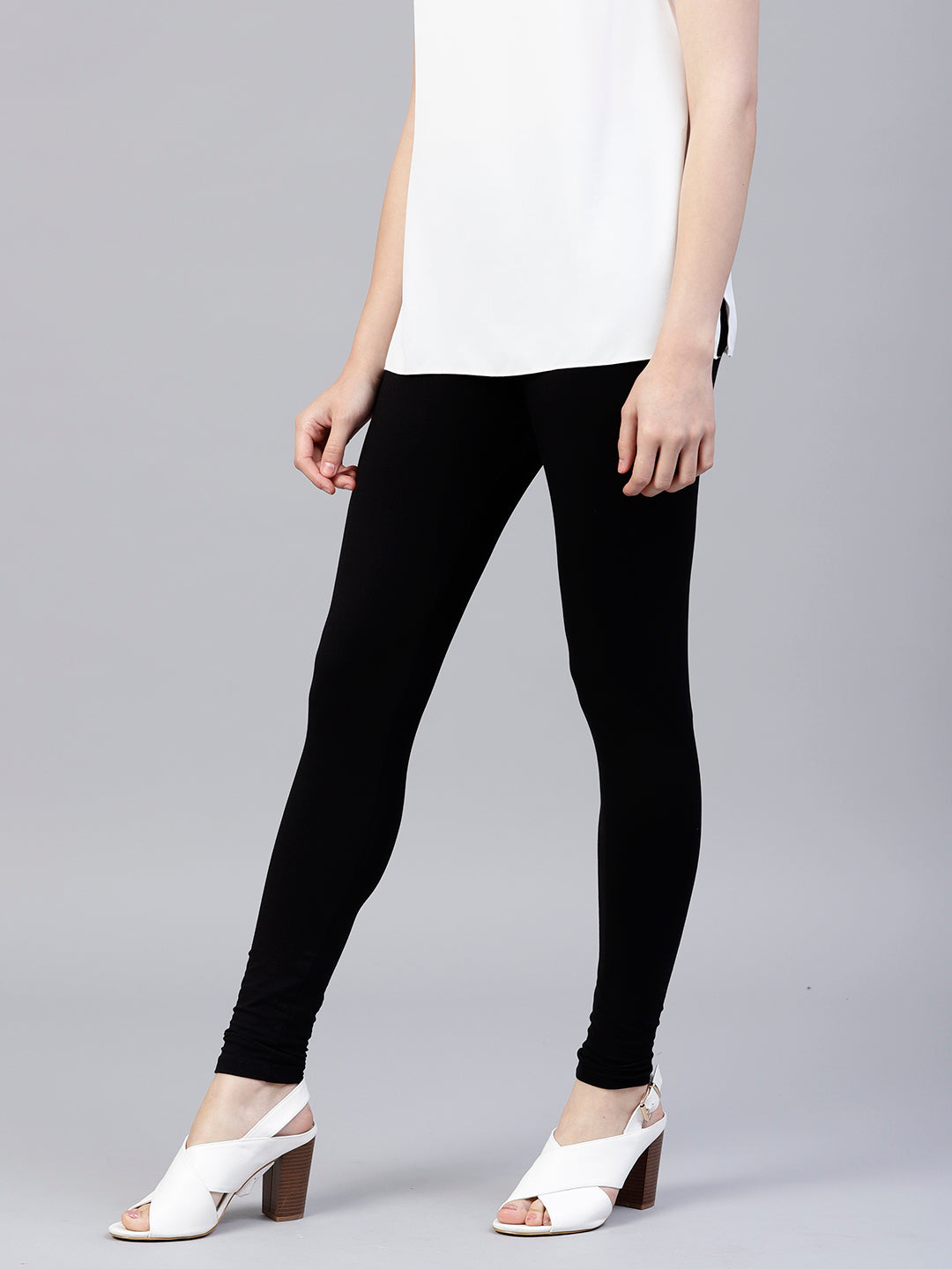 Black Solid Cotton Lycra Leggings