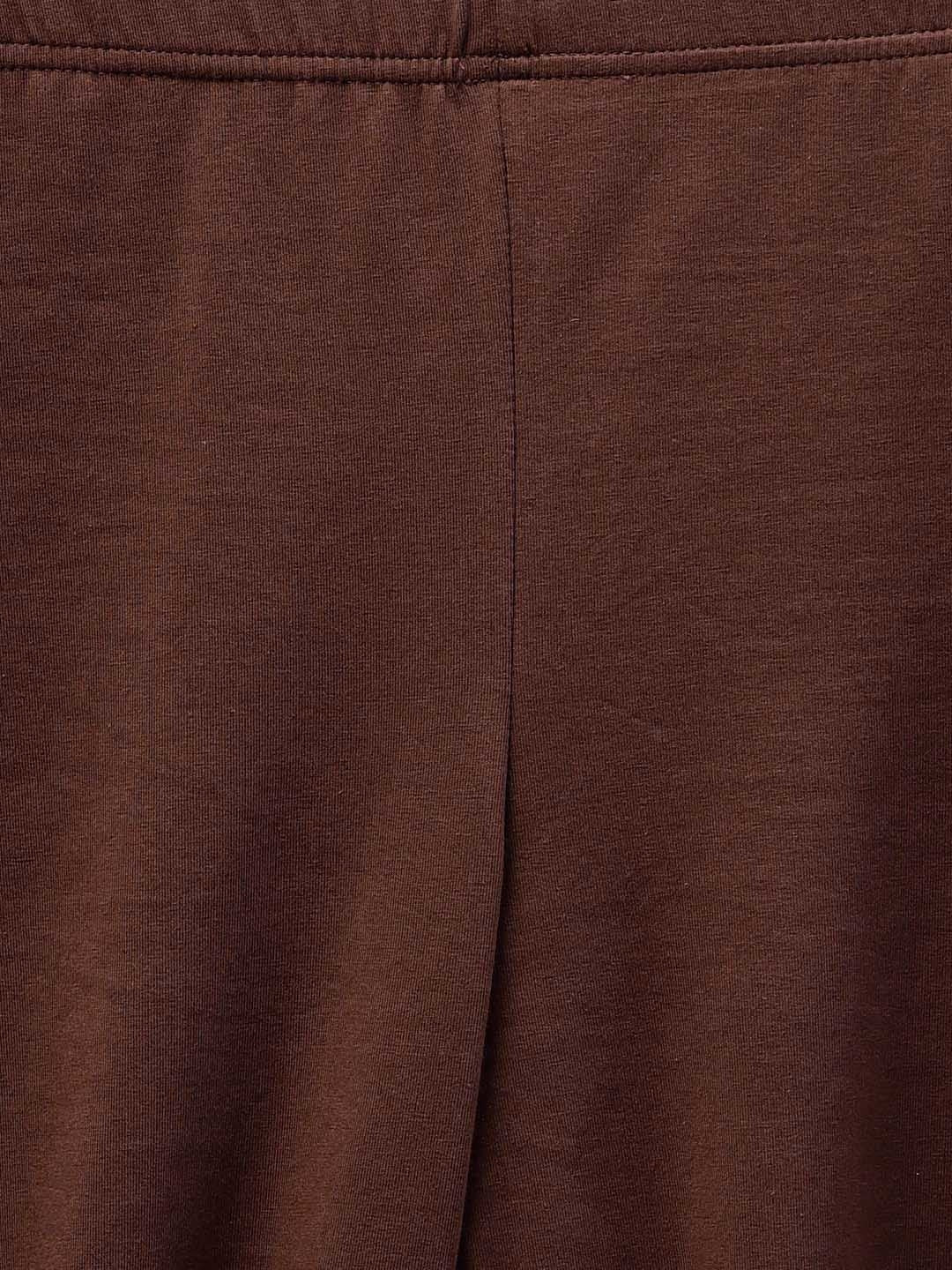 Brown Solid Cotton Lycra Leggings