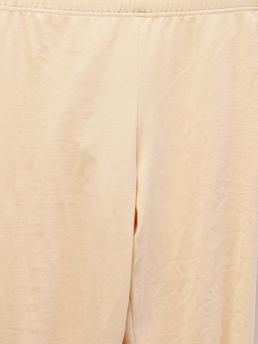 Cream Solid Cotton Lycra Leggings