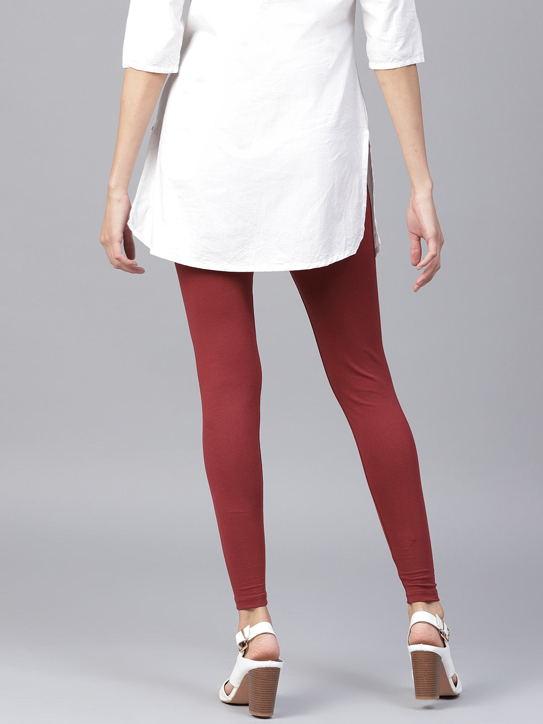 Maroon Solid Cotton Lycra Leggings