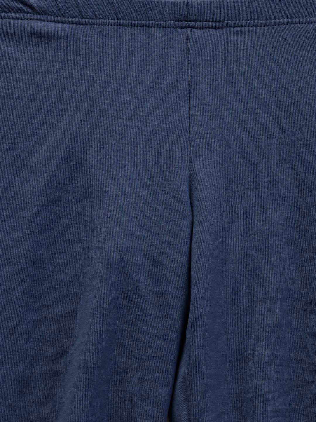 Navy Blue Solid Cotton Lycra Leggings