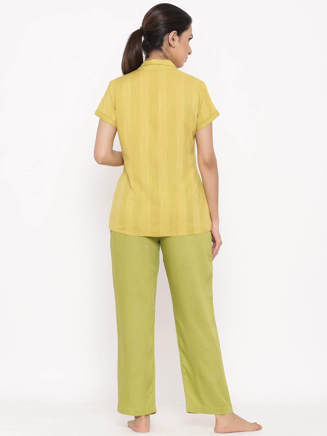 Lime Green Yarn Dyed Night Suit