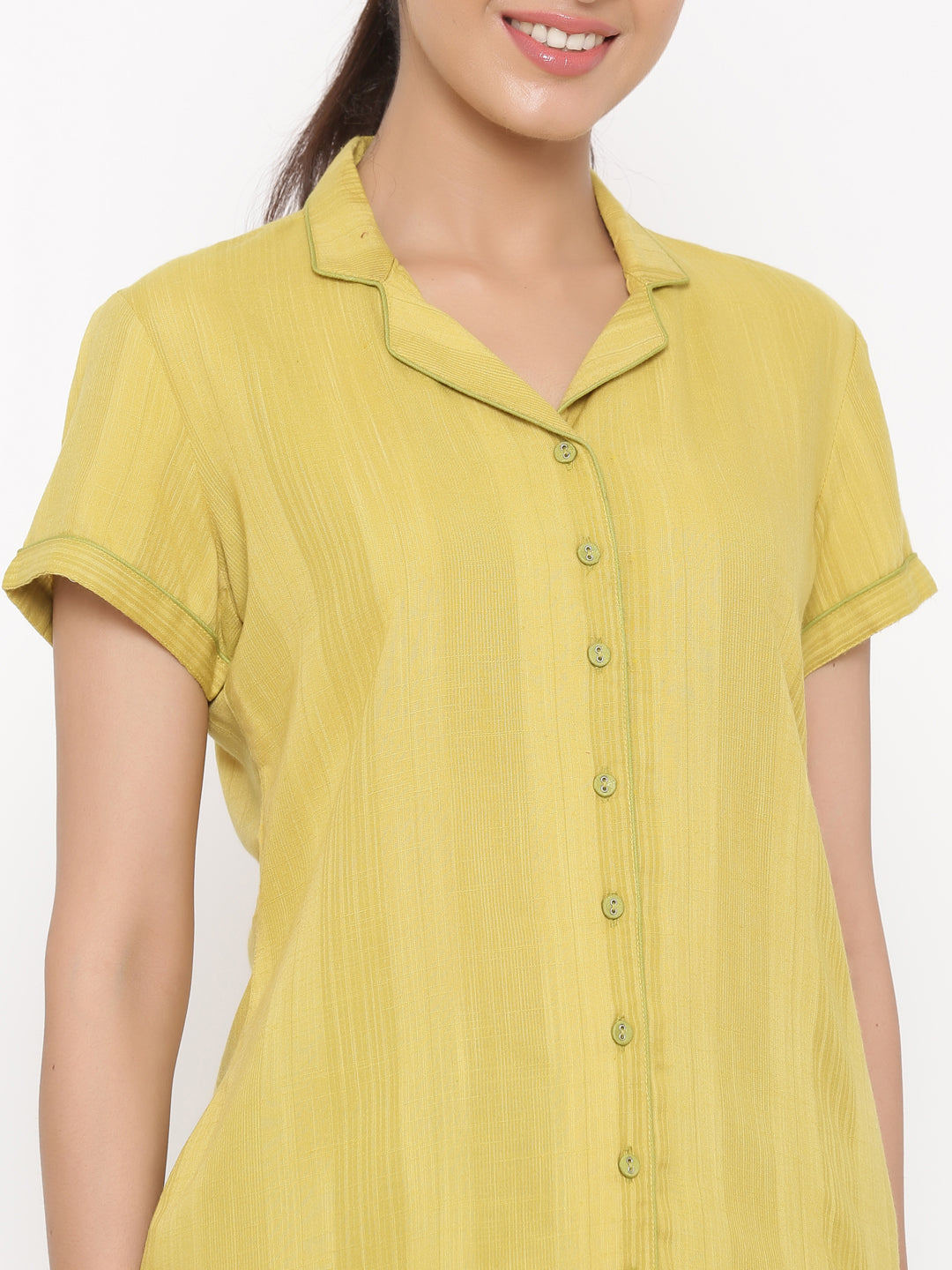 Lime Green Yarn Dyed Night Suit