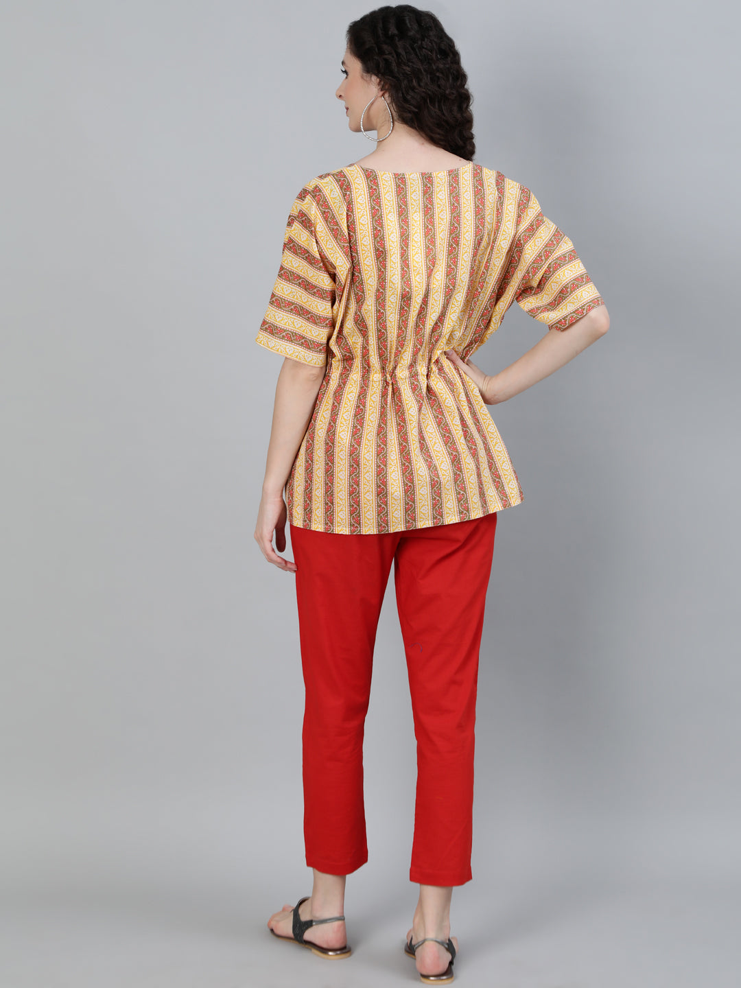 Yellow Border Printed Cotton Sleepwear