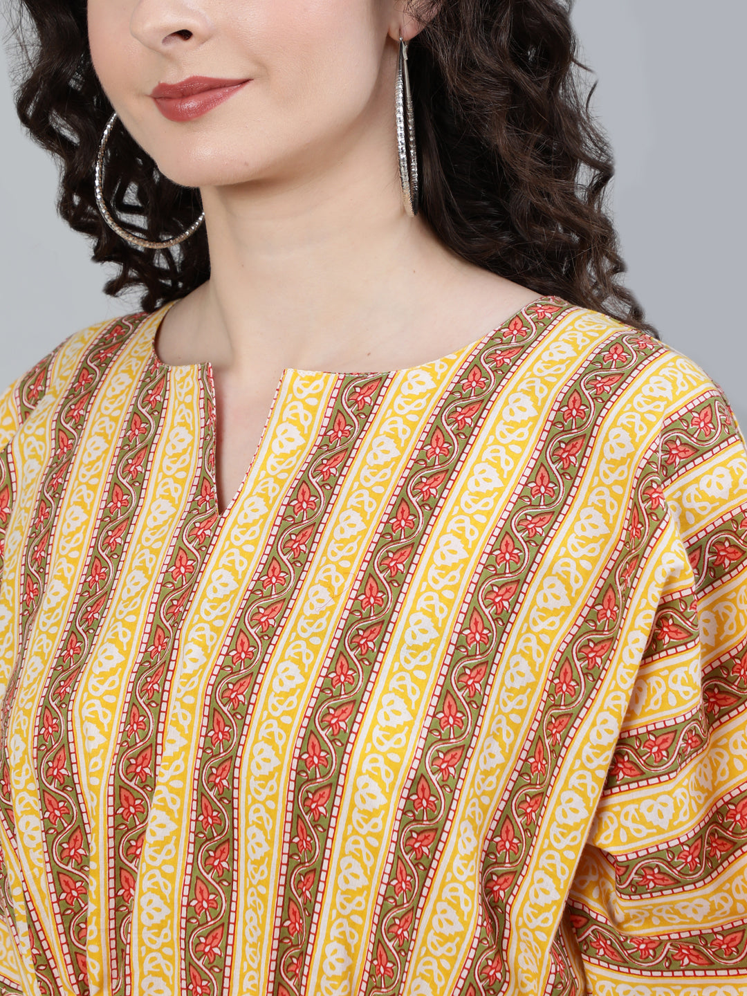 Yellow Border Printed Cotton Sleepwear