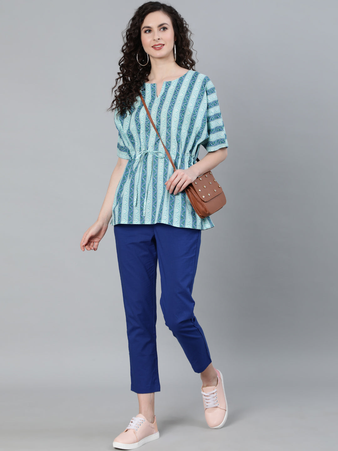 Blue Coloured Sleepwear Consist Of Short Kaftan & Pyajama