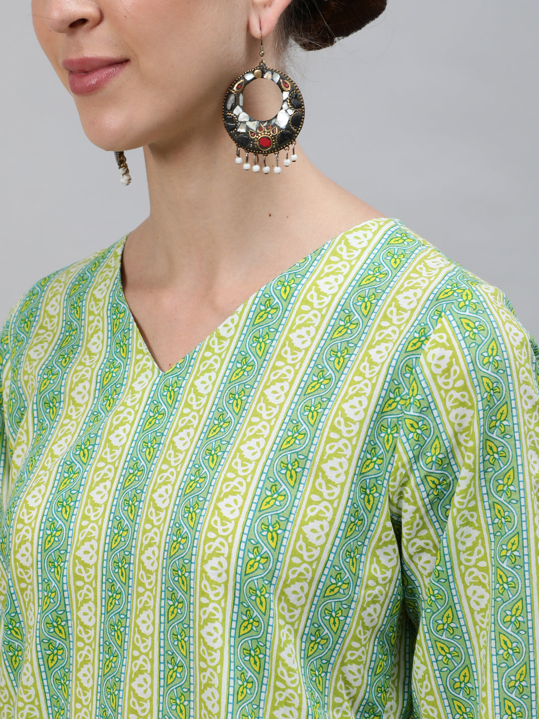 Green Colored Sleepwear Consists Of Short Kurta & Pajamas