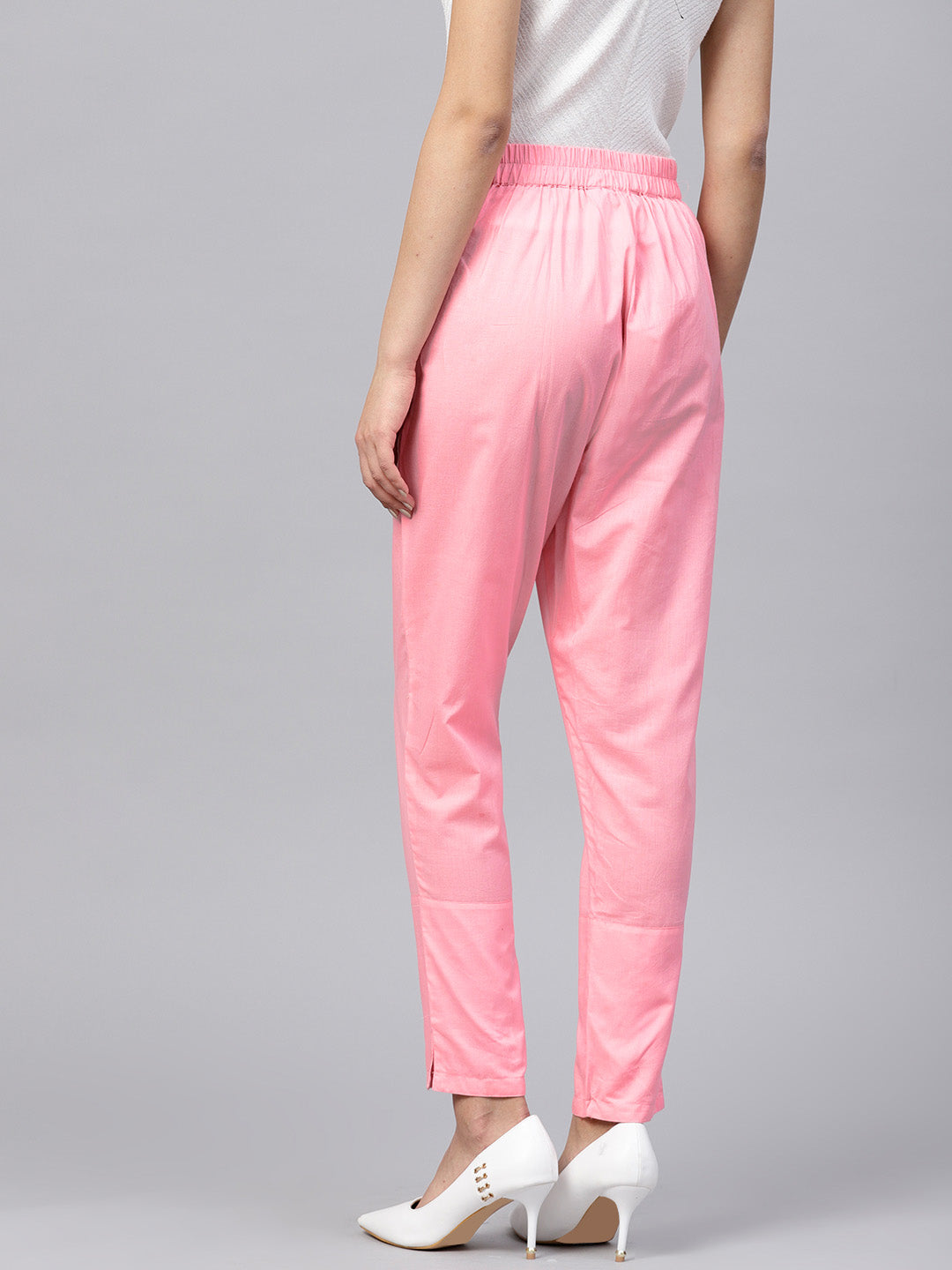 Light Pink Cotton Cambric Solid Pants