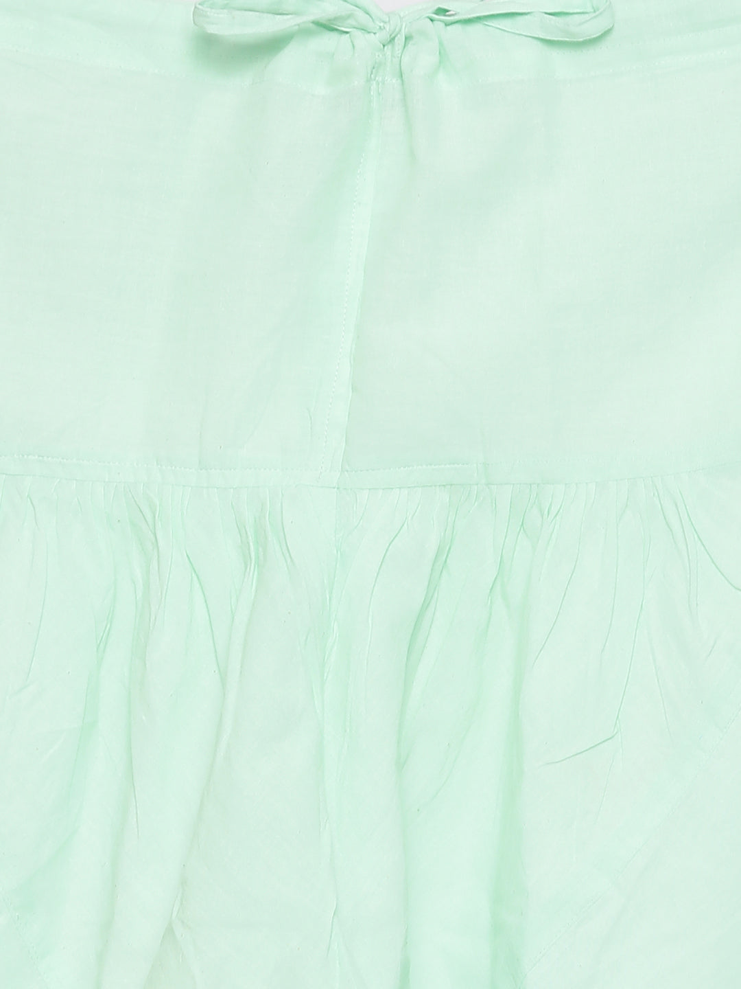 Aqua Solid Anarkali Cotton Kurta With Churidar & Dupatta