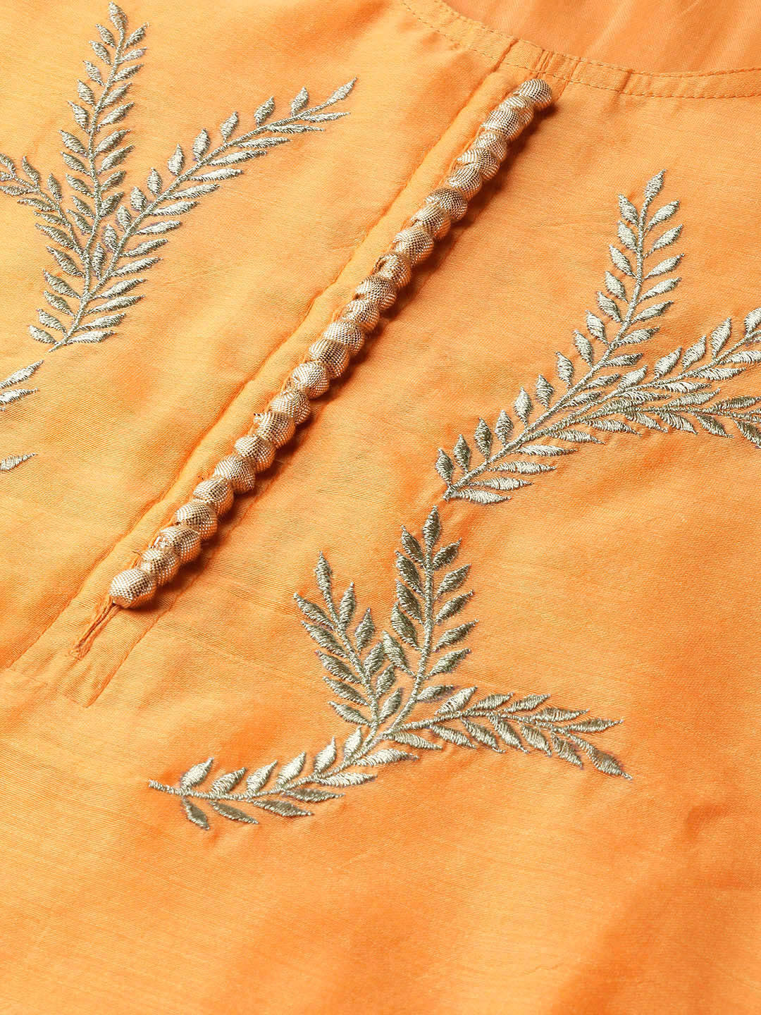 Yellow Embroidered Chanderi Kurta With Pants