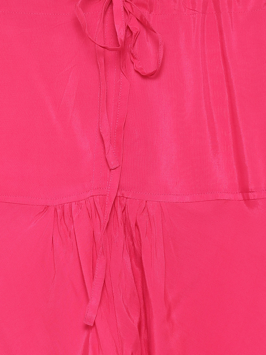 Coral Solid Silk Crepe Anarkali Kurta With Churidar And Dupatta