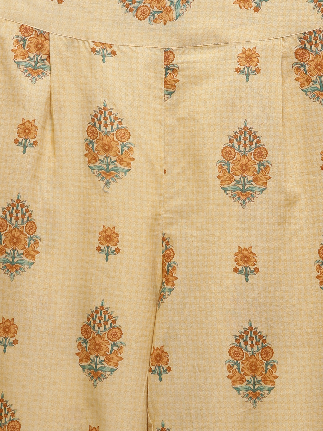 Beige Floral Print Straight Cotton Lounge Wear