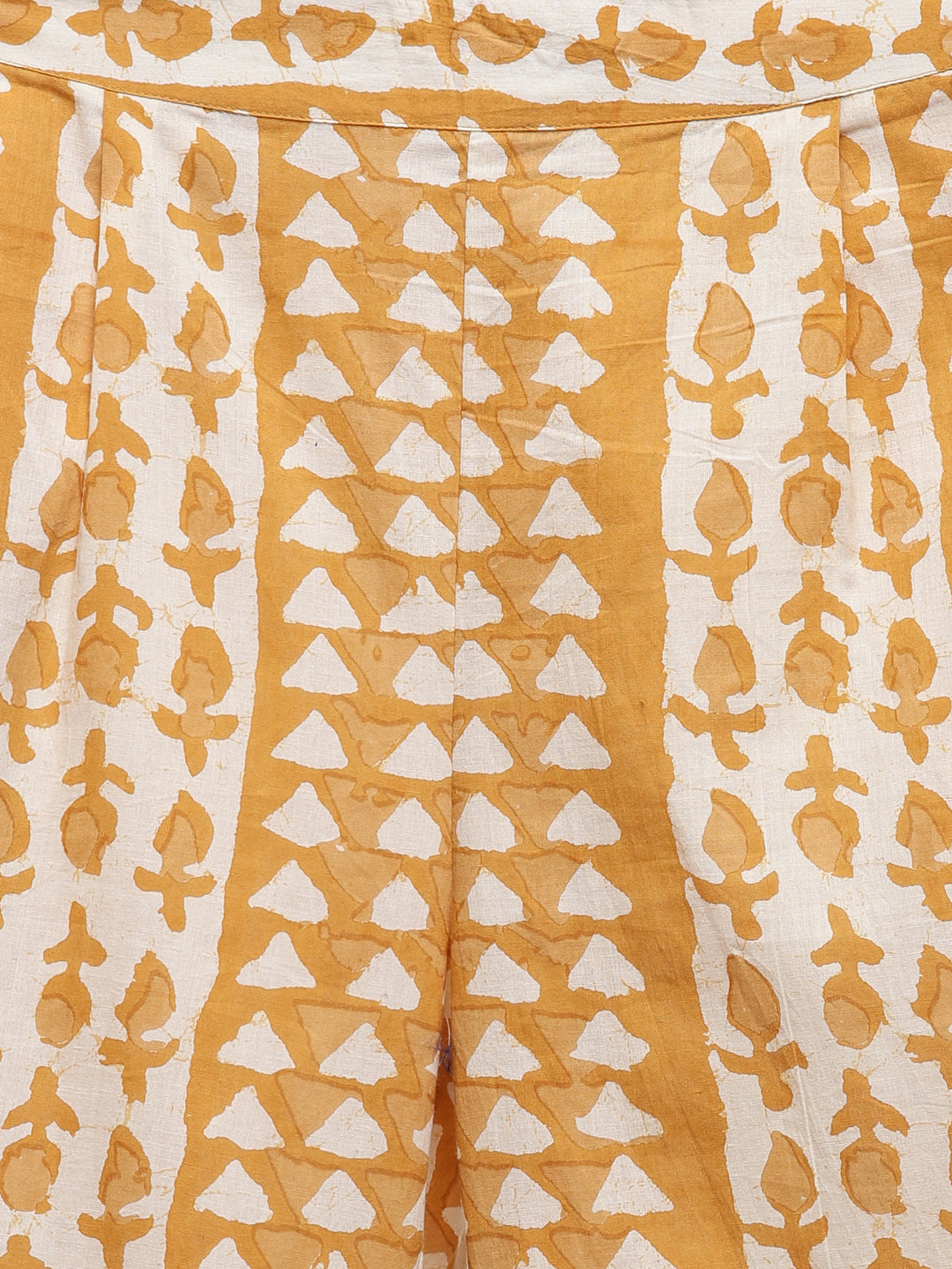 Mustard Ethnic Motif Straight Cotton Lounge Wear