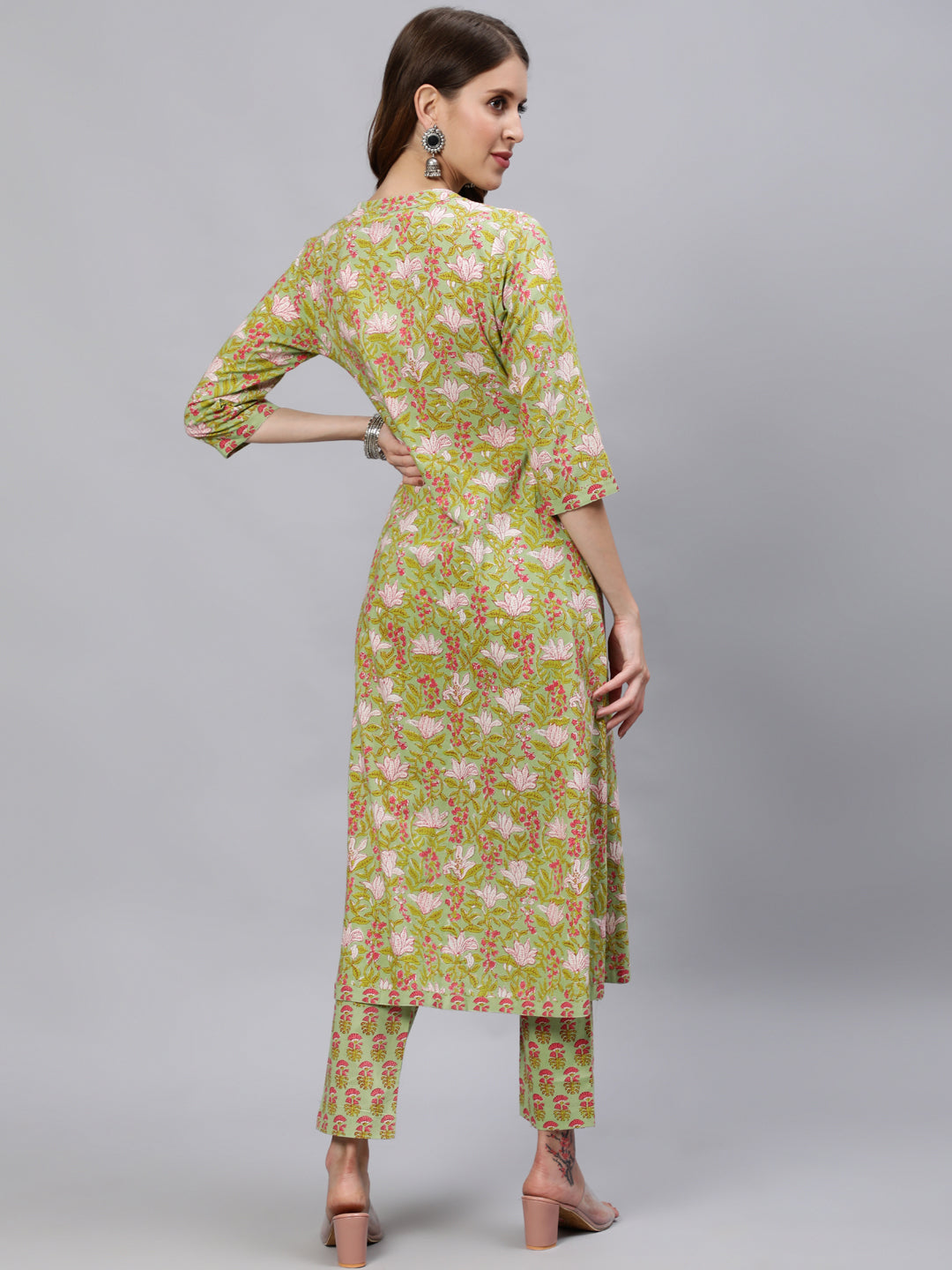 Printed Angrakha Kurta With Pants