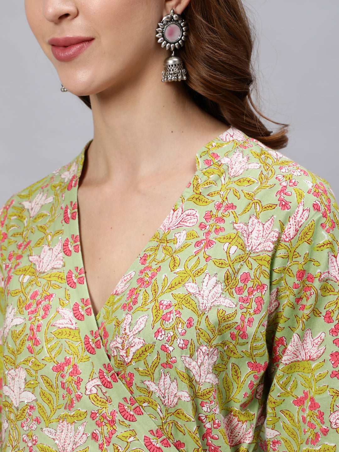 Printed Angrakha Kurta With Pants