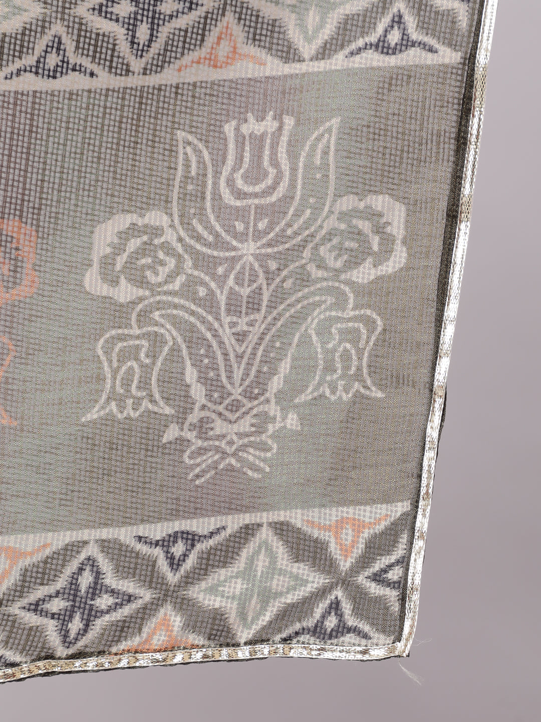 Buy Printed Silk Kurta With Regular Fit Pant & Dupatta