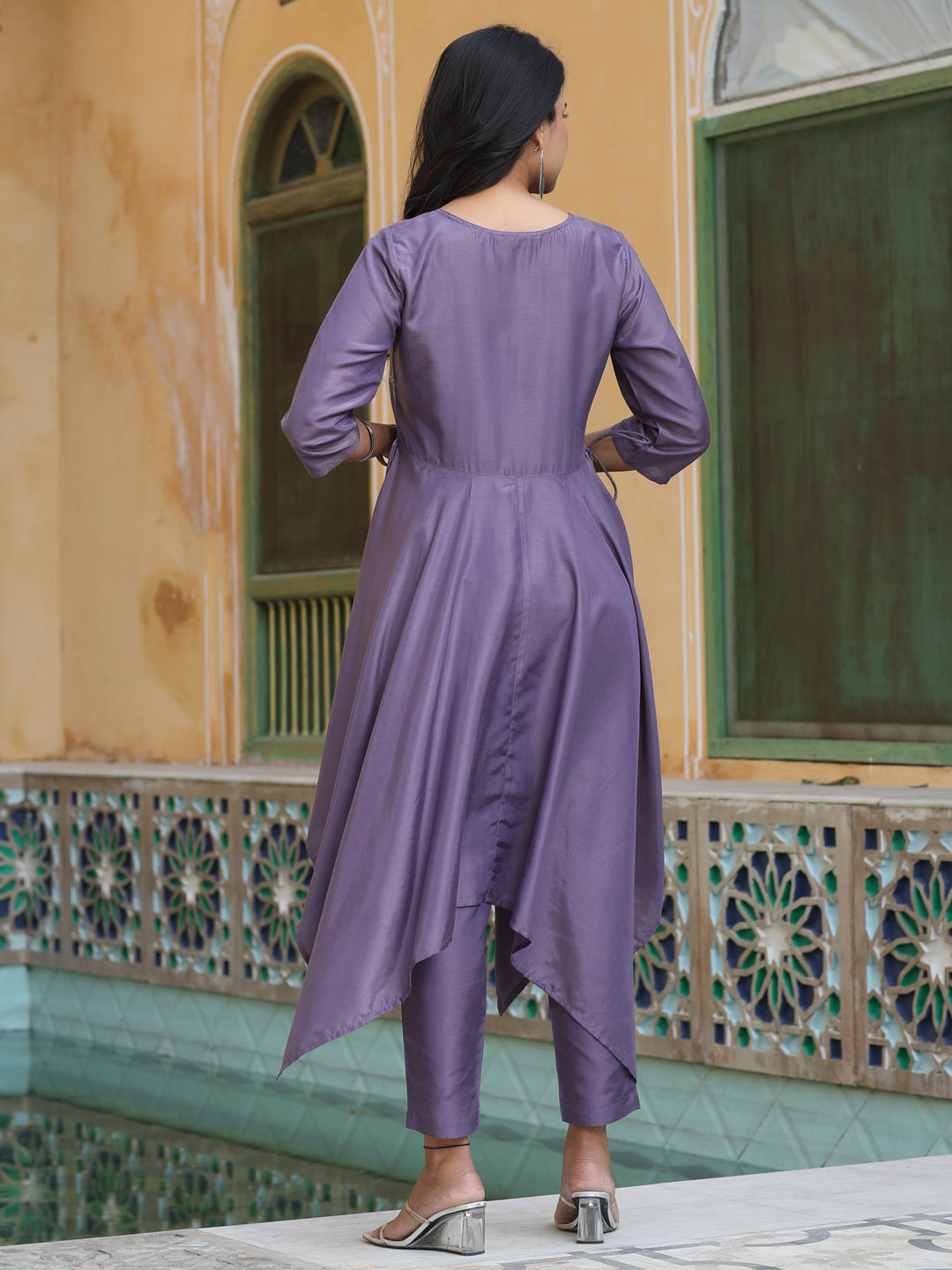 Purple Hankerchief Kurta With Pants