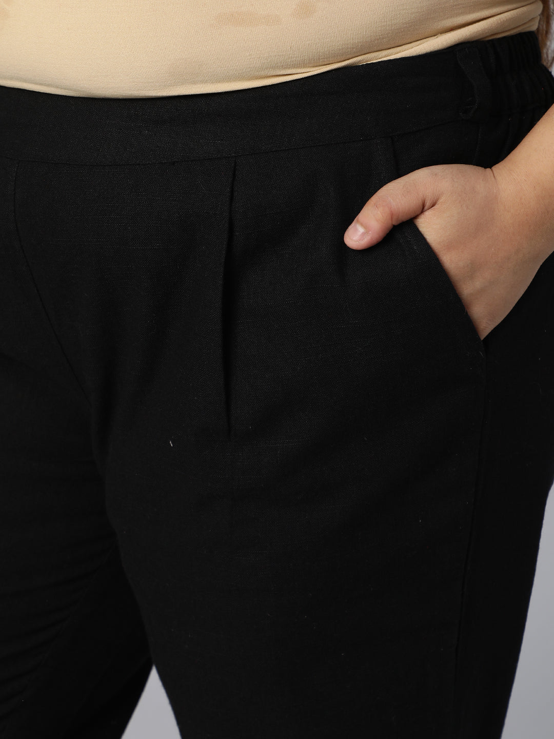 White Cotton Pin Tucks Straight Kurta With Pants