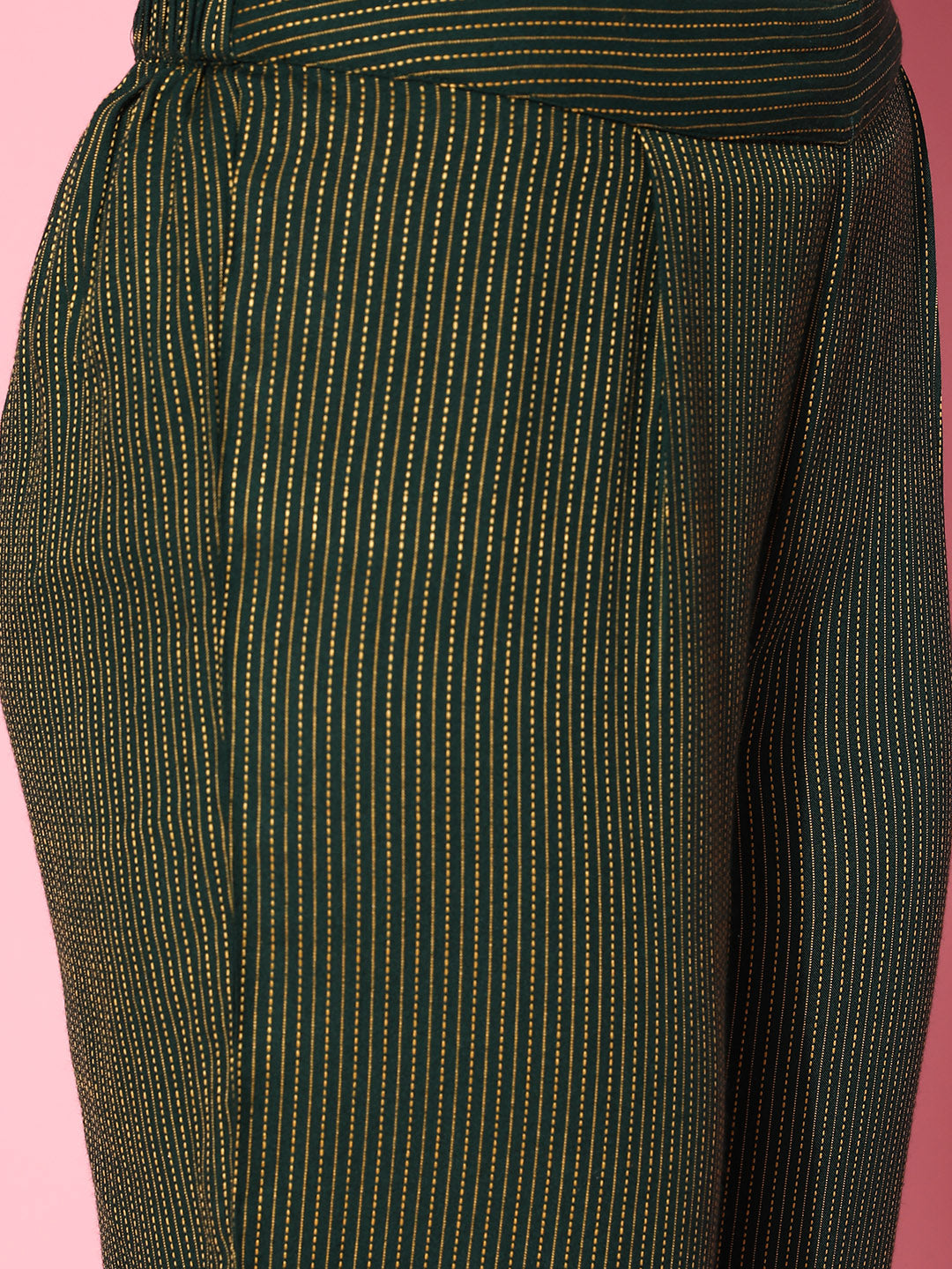 Bottle Green A-Line Embroidered Rayon Kurta With Pants