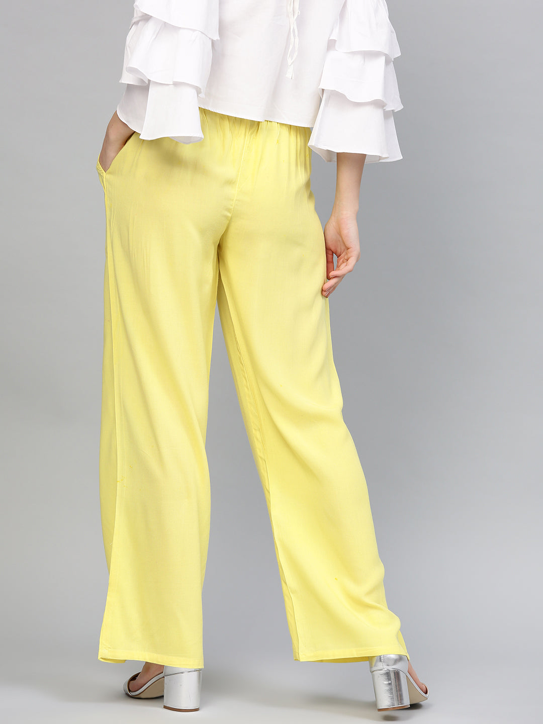 Lemon Yellow Solid Rayon Palazzo