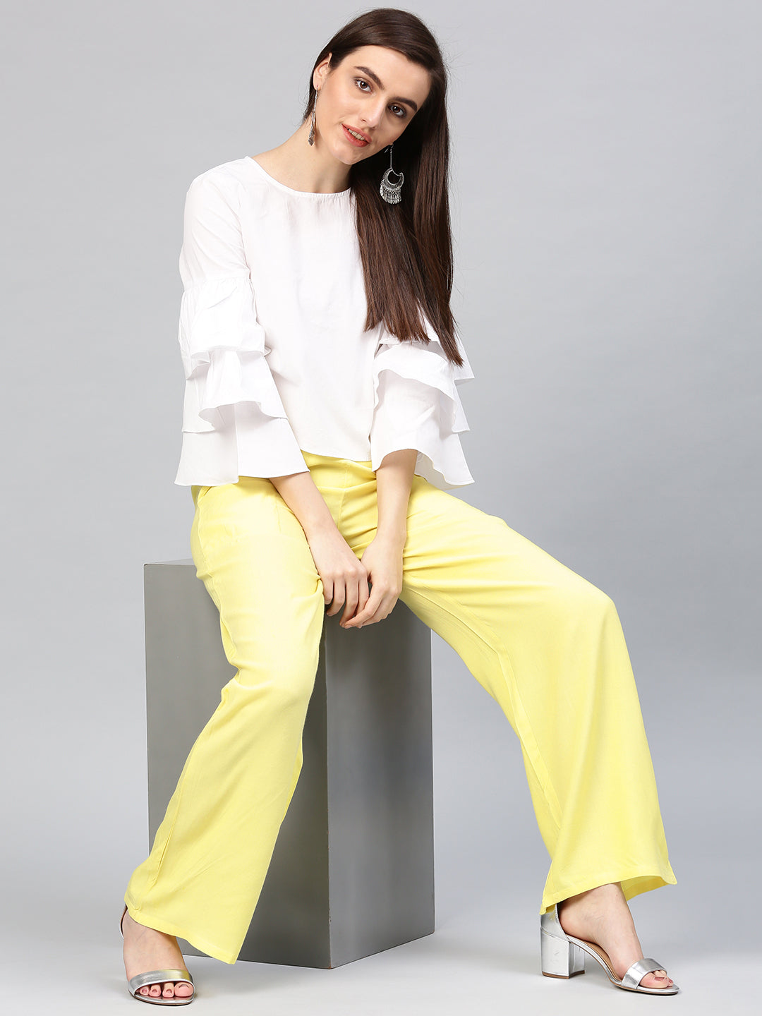 Lemon Yellow Solid Rayon Palazzo