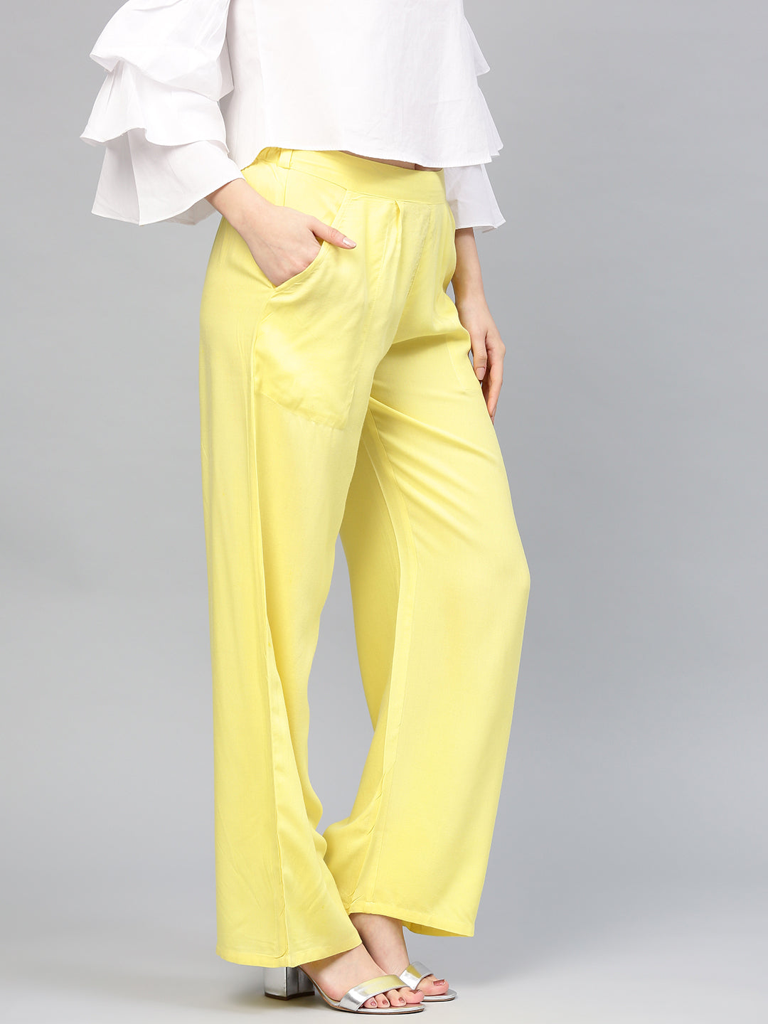 Lemon Yellow Solid Rayon Palazzo